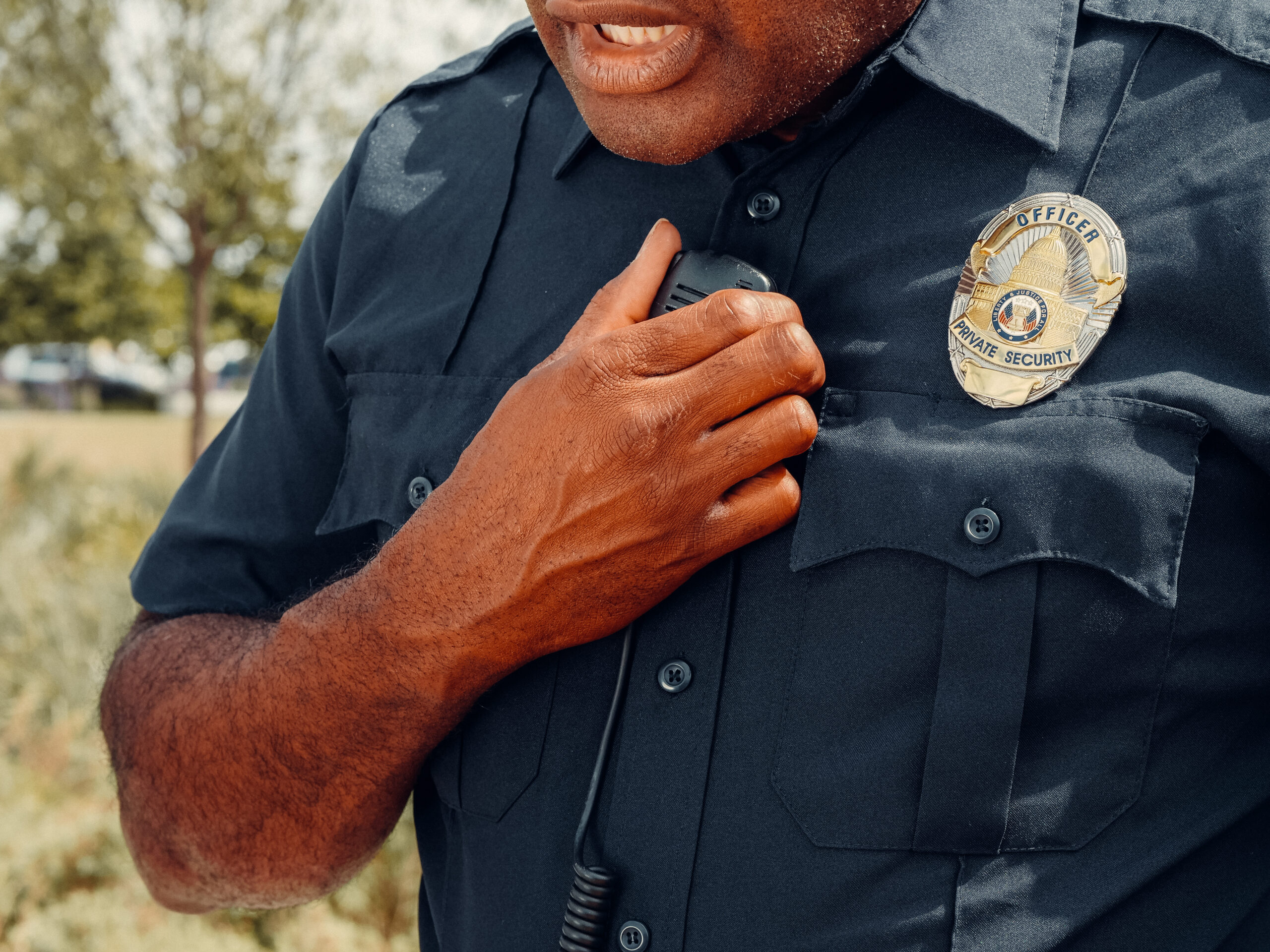 Close up shot of a police officer